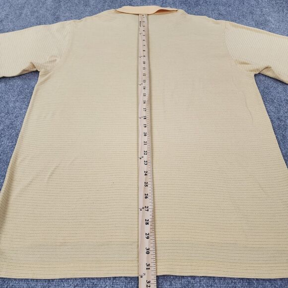 Peter Millar Shirt Men Large Yellow Micro Dot Polo Short Sleeve Performance Golf - Picture 6 of 16
